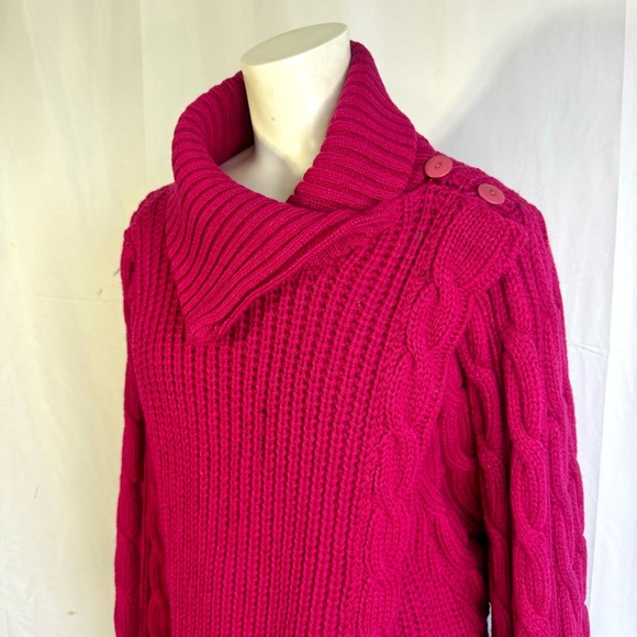 SPANNER VINTAGE PINK WOOL SWEATER JACKET 2 in 1 SWEATER DRESS CHUNKY SWEATER - Picture 13 of 16